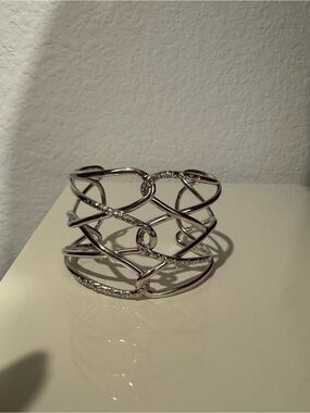 Silver-Tone Crystal Wrap Cuff Bracelet